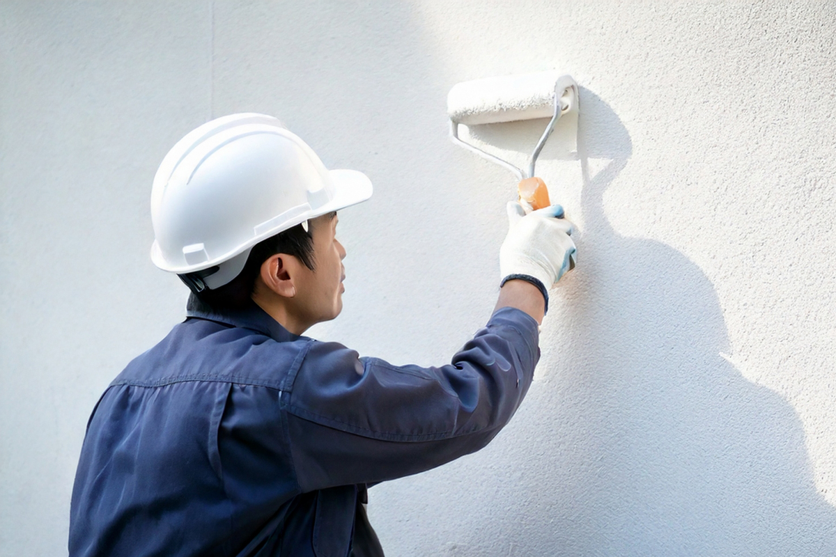 2回目の上塗りをする業者